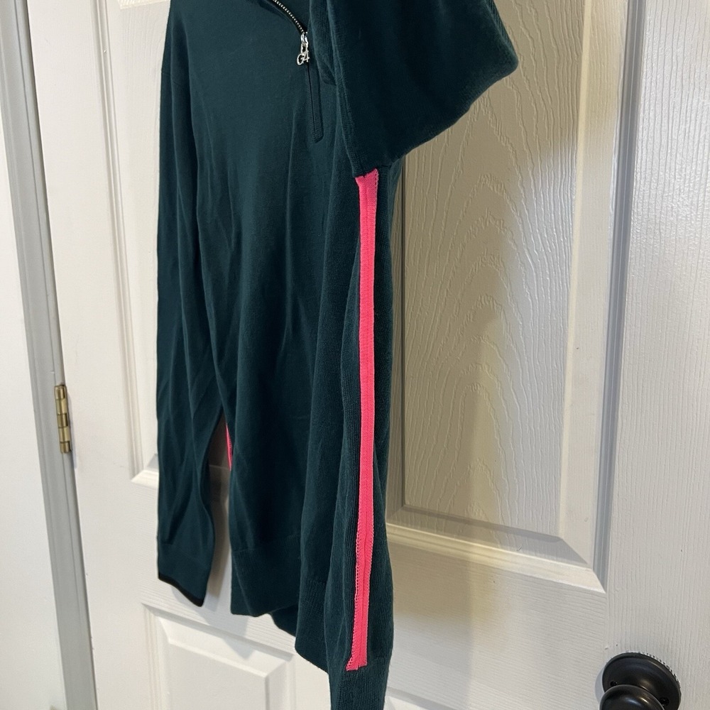 GFore Circle G Logo Green Pink Quarter Zip Merino Wool Golf Sweater Men's M - Picture 4 of 6